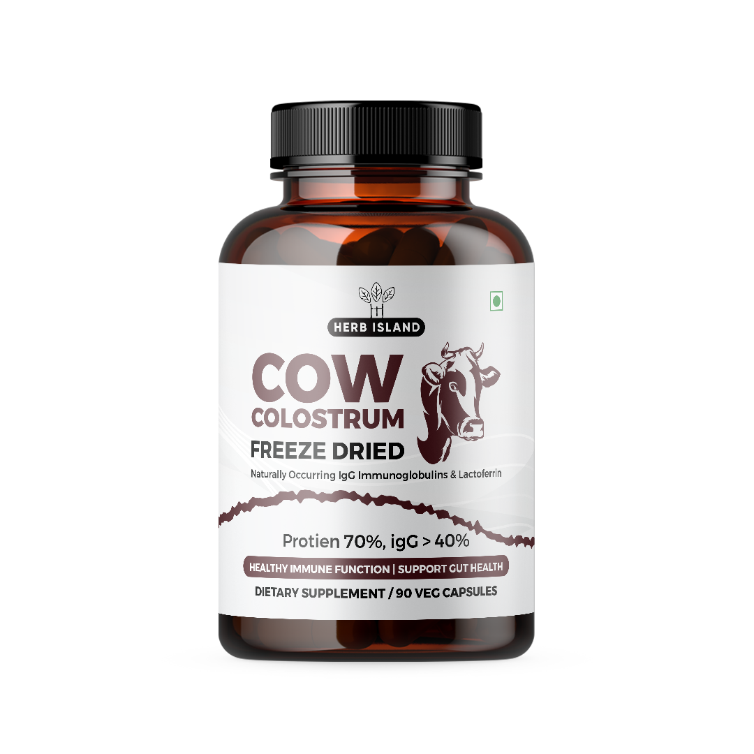 Herb Island Pure Cow Colostrum Powder Capsules 500mg | Natural Immunity Booster & Gut Health Support | Rich in Immunoglobulins