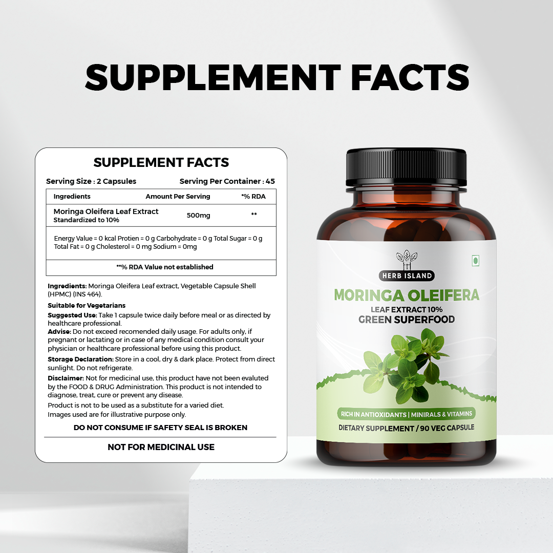 Herb Island Moringa Extract Tablets | Moringa oleifera | 500mg